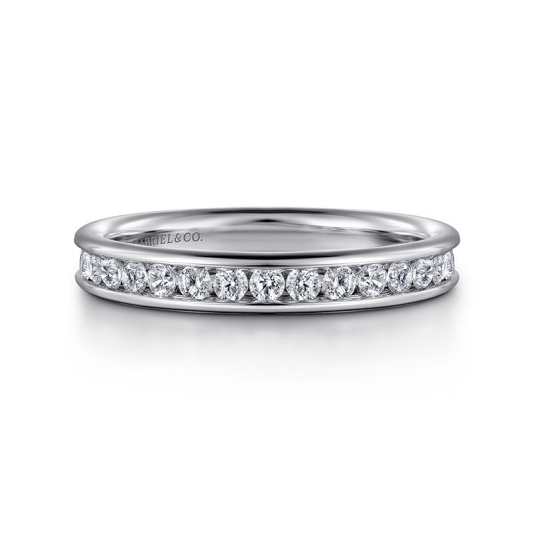 Straight Wedding Ring in Platinum with Round Natural Diamond at Gabriel & Co. - Shot 1