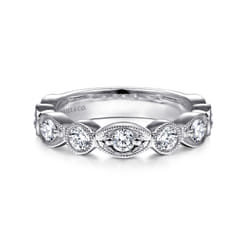 Toronto - 14K White Gold Marquise and Round Diamond Anniversary Band