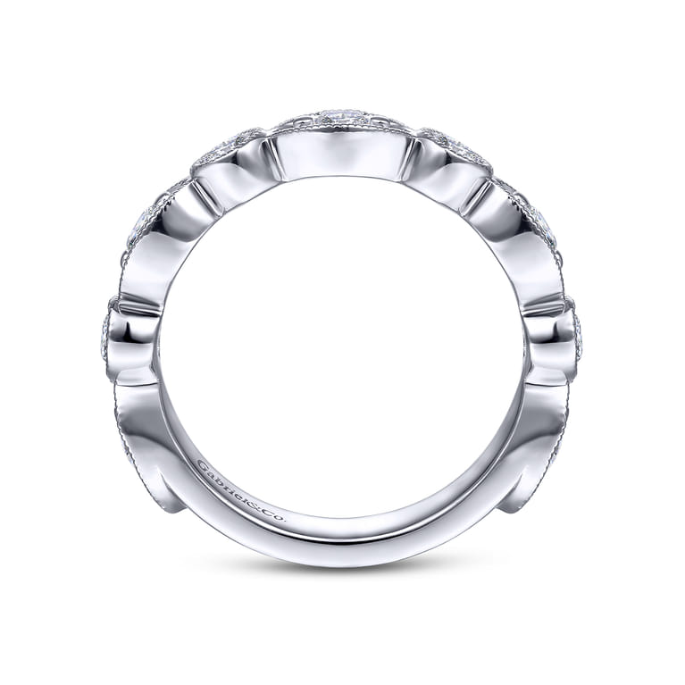Fancy Wedding Ring in 14k White Gold with Round Natural Diamond at Gabriel & Co. - Shot 2
