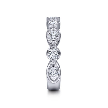 Toronto - 14K White Gold Marquise and Round Diamond Anniversary Band