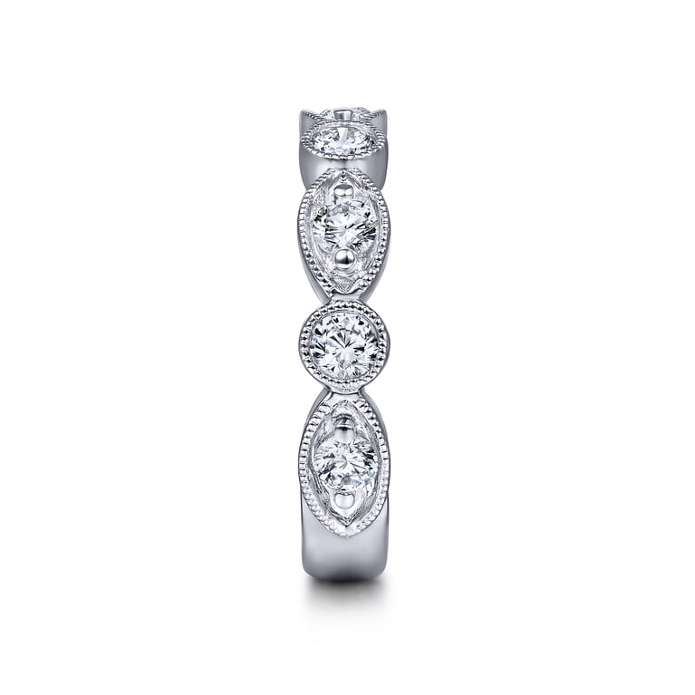 Fancy Wedding Ring in 14k White Gold with Round Natural Diamond at Gabriel & Co. - Shot 4