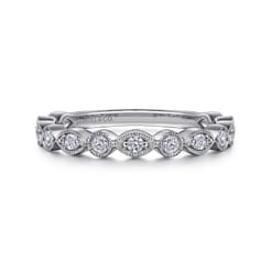Toronto - 14K White Gold Marquise and Round Station Diamond Anniversary Band