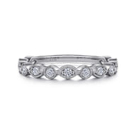 Toronto - 14K White Gold Marquise and Round Station Diamond Anniversary Band