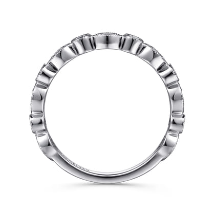 Toronto - 14K White Gold Marquise and Round Station Diamond Anniversary Band