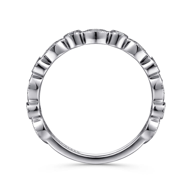 Fancy Wedding Ring in 14k White Gold with Round Natural Diamond at Gabriel & Co. - Shot 2