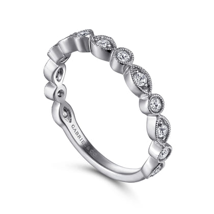 Toronto - 14K White Gold Marquise and Round Station Diamond Anniversary Band