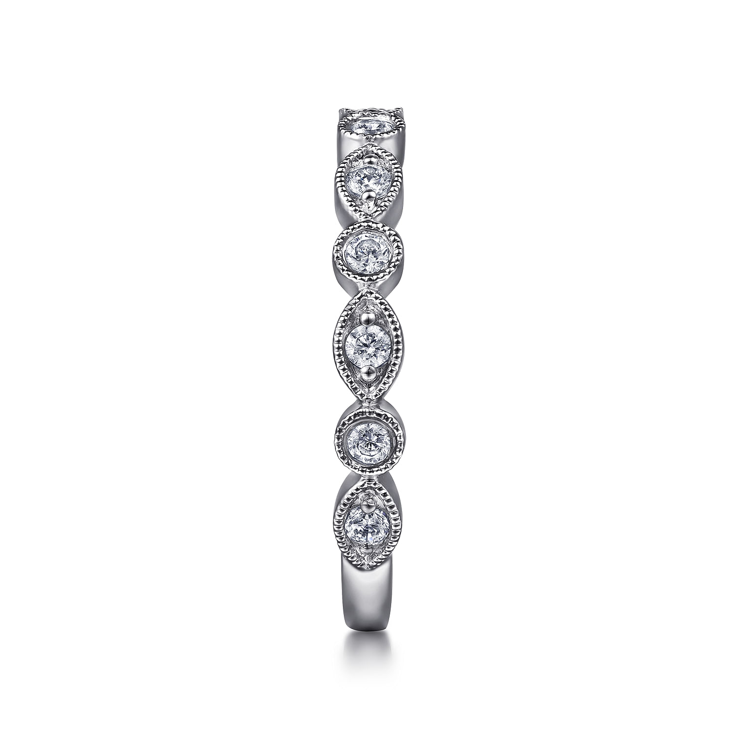 Toronto - 14K White Gold Marquise and Round Station Diamond Anniversary Band