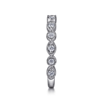 Toronto - 14K White Gold Marquise and Round Station Diamond Anniversary Band