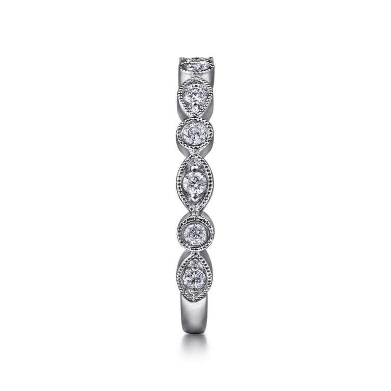 Fancy Wedding Ring in 14k White Gold with Round Natural Diamond at Gabriel & Co. - Shot 4
