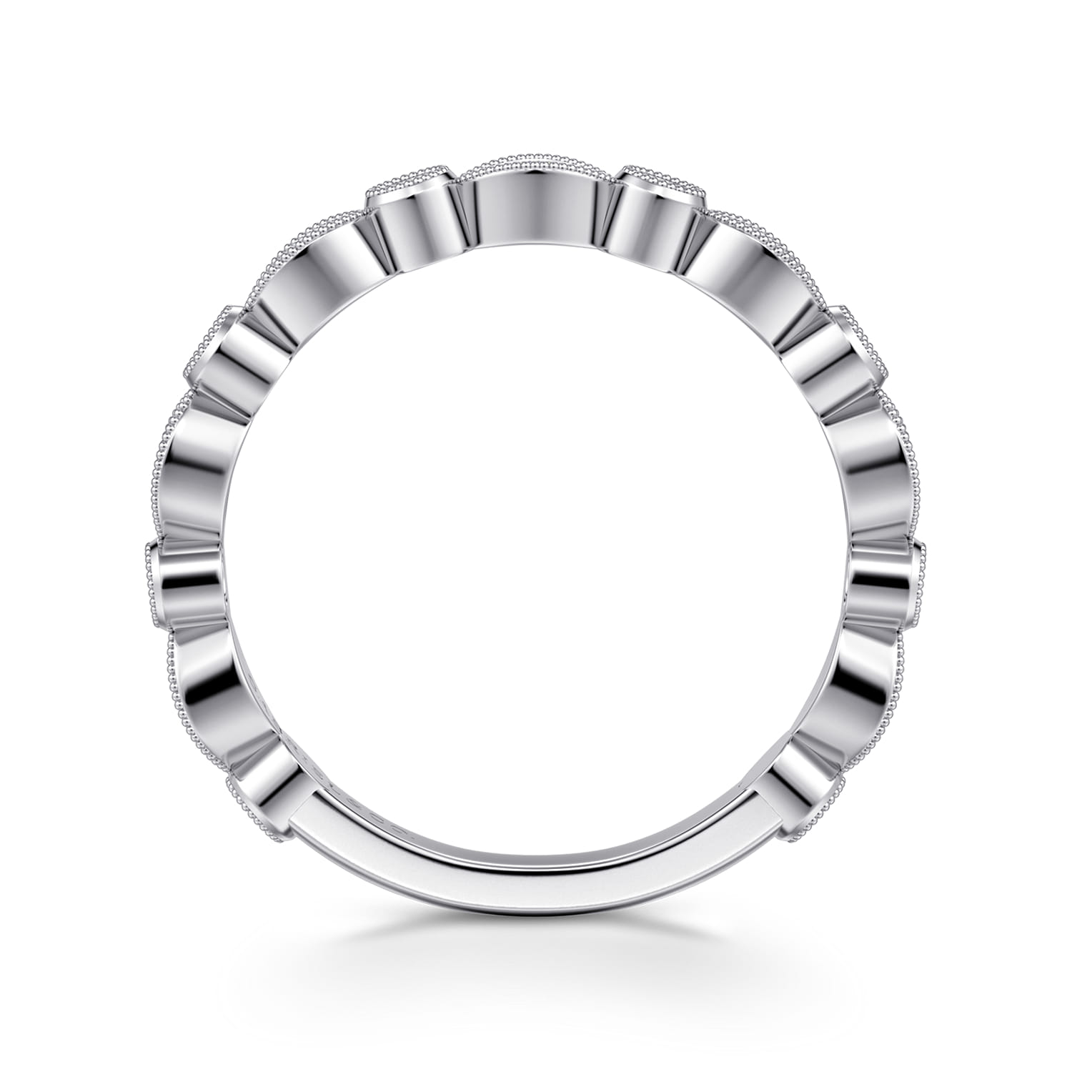 Straight Wedding Ring in 14k White Gold with Round Natural Diamond at Gabriel & Co. - Shot 2