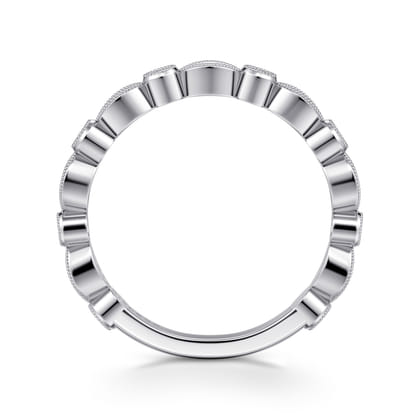 Toronto - Vintage Inspired 14K White Gold Marquise and Round Station Diamond Anniversary Band