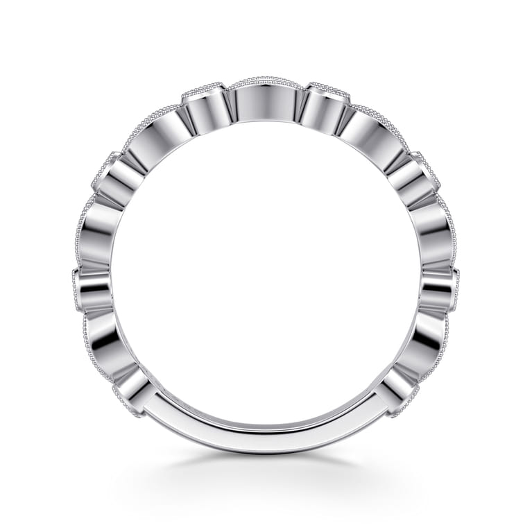 Straight Wedding Ring in 14k White Gold with Round Natural Diamond at Gabriel & Co. - Shot 2