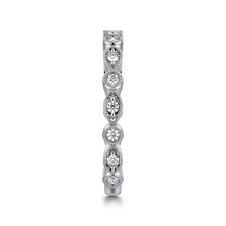 Straight Wedding Ring in 14k White Gold with Round Natural Diamond at Gabriel & Co. - Shot 4