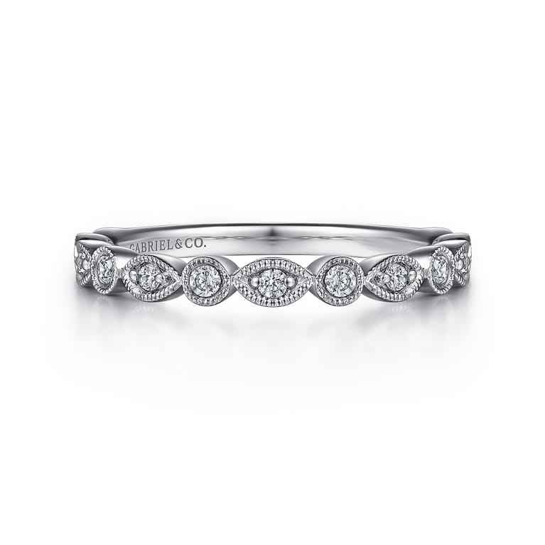 Straight Wedding Ring in 14k White Gold with Round Natural Diamond at Gabriel & Co. - Shot 1