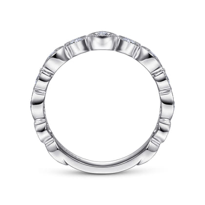 Toronto - Vintage Inspired 14K White Gold Marquise and Round Station Diamond Anniversary Band