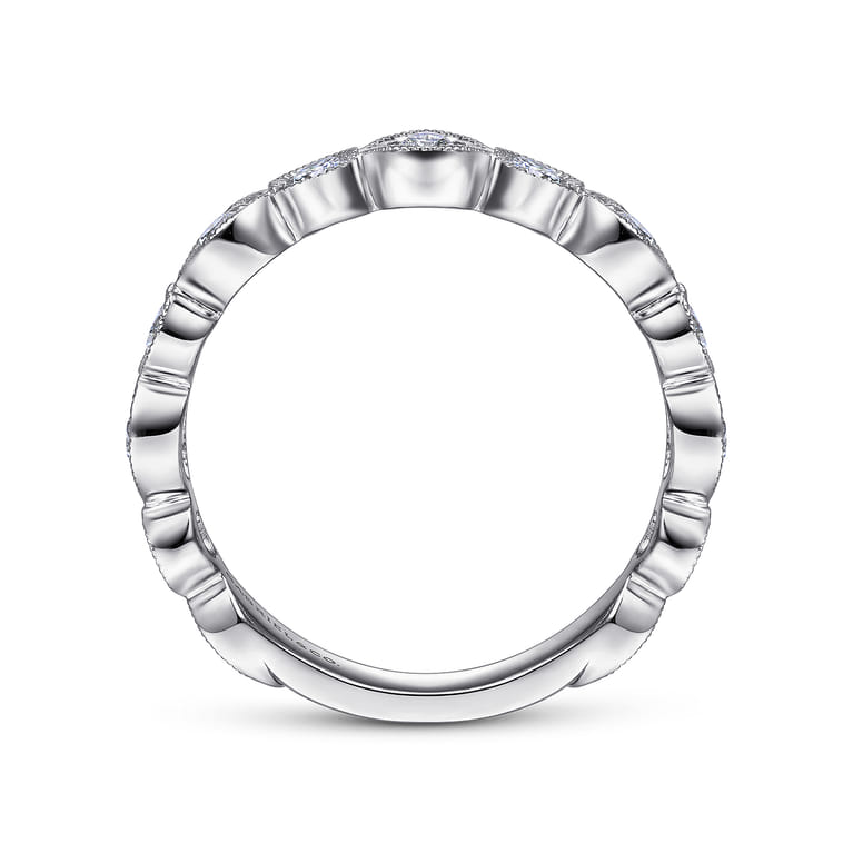 Fancy Wedding Ring in 14k White Gold with Round Natural Diamond at Gabriel & Co. - Shot 2