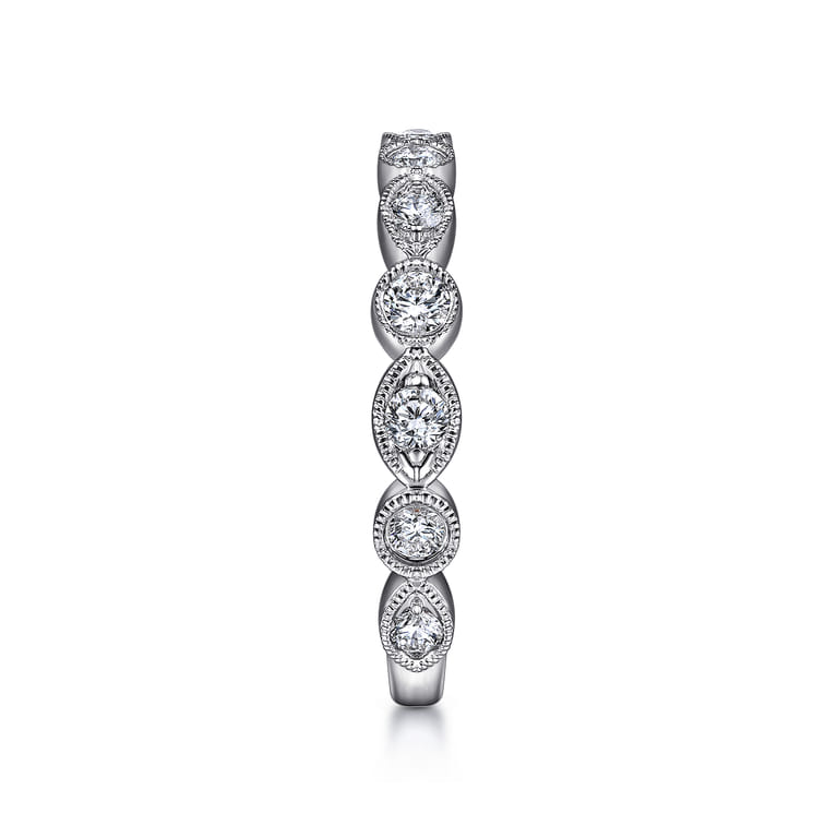 Fancy Wedding Ring in 14k White Gold with Round Natural Diamond at Gabriel & Co. - Shot 4