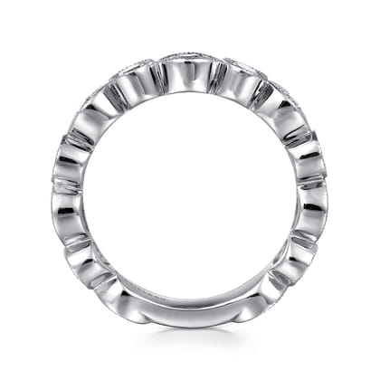Toronto - Vintage Inspired 14K White Gold Marquise and Round Station Diamond Anniversary Band