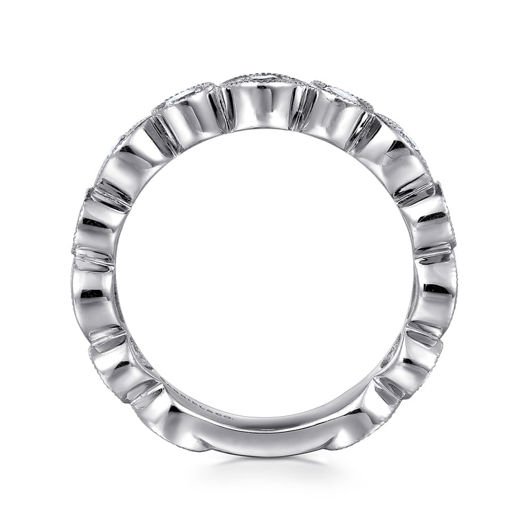 Fancy Wedding Ring in 14k White Gold with Round Natural Diamond at Gabriel & Co. - Shot 2