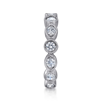 Toronto - Vintage Inspired 14K White Gold Marquise and Round Station Diamond Anniversary Band
