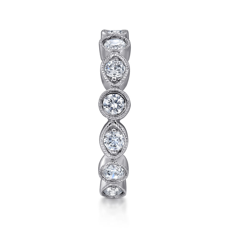 Fancy Wedding Ring in 14k White Gold with Round Natural Diamond at Gabriel & Co. - Shot 4
