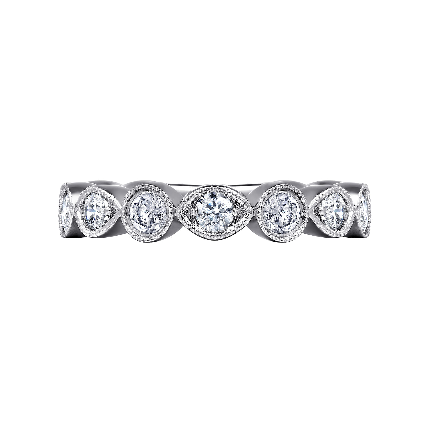 Fancy Wedding Ring in 14k White Gold with Round Natural Diamond at Gabriel & Co. - Shot 6