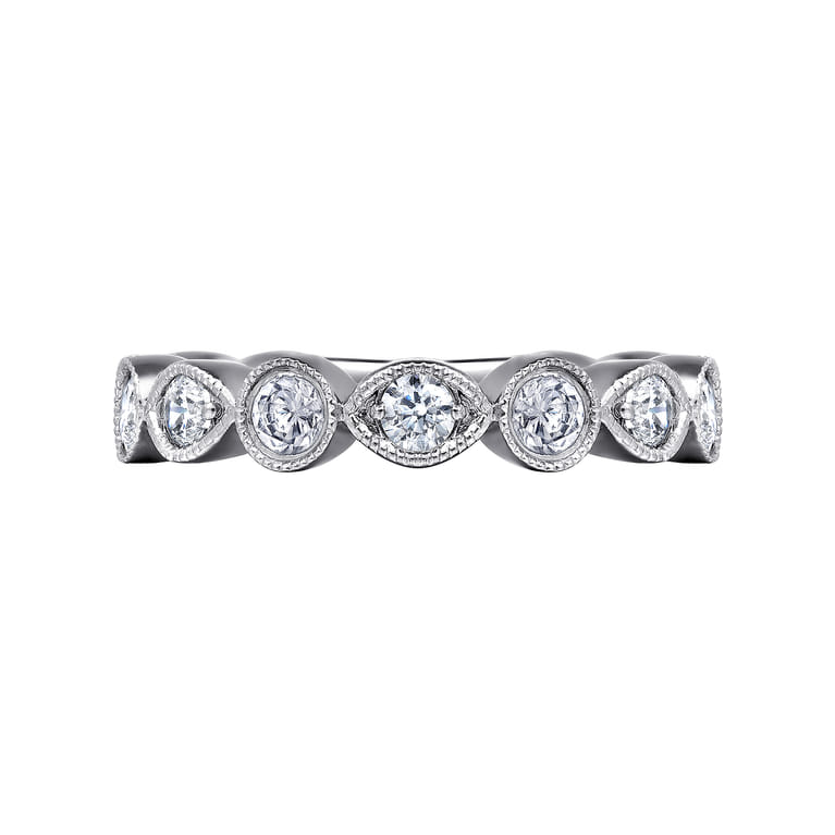Fancy Wedding Ring in 14k White Gold with Round Natural Diamond at Gabriel & Co. - Shot 6