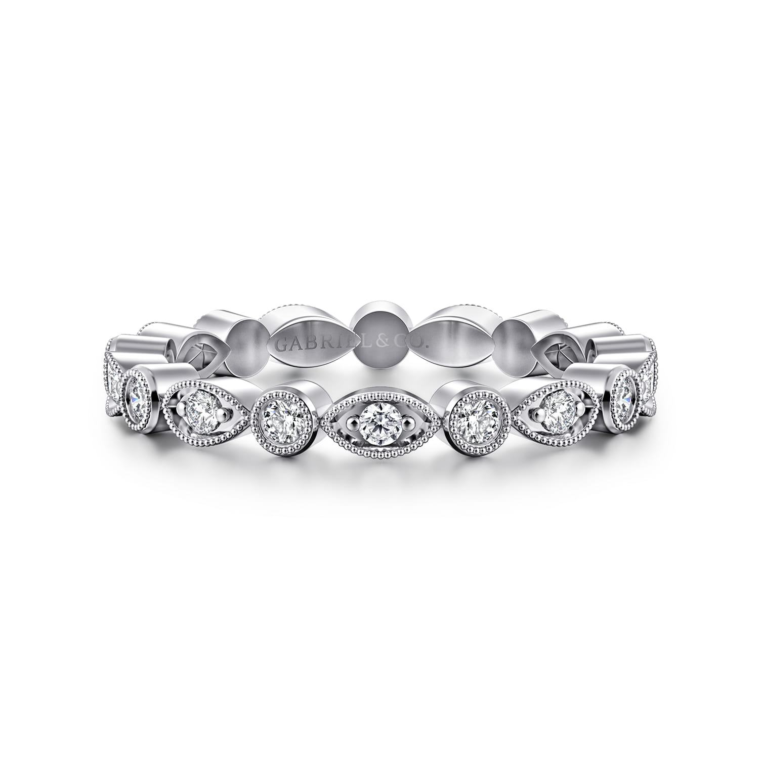 Eternity Band Wedding Ring in 14k White Gold with Round Natural Diamond at Gabriel & Co. - Shot 1