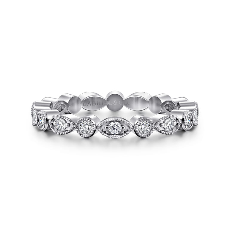 Eternity Band Wedding Ring in 14k White Gold with Round Natural Diamond at Gabriel & Co. - Shot 1