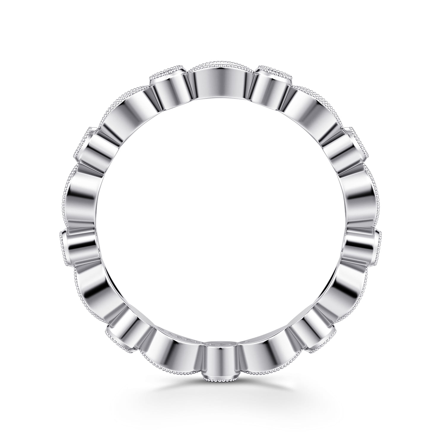Eternity Band Wedding Ring in 14k White Gold with Round Natural Diamond at Gabriel & Co. - Shot 2