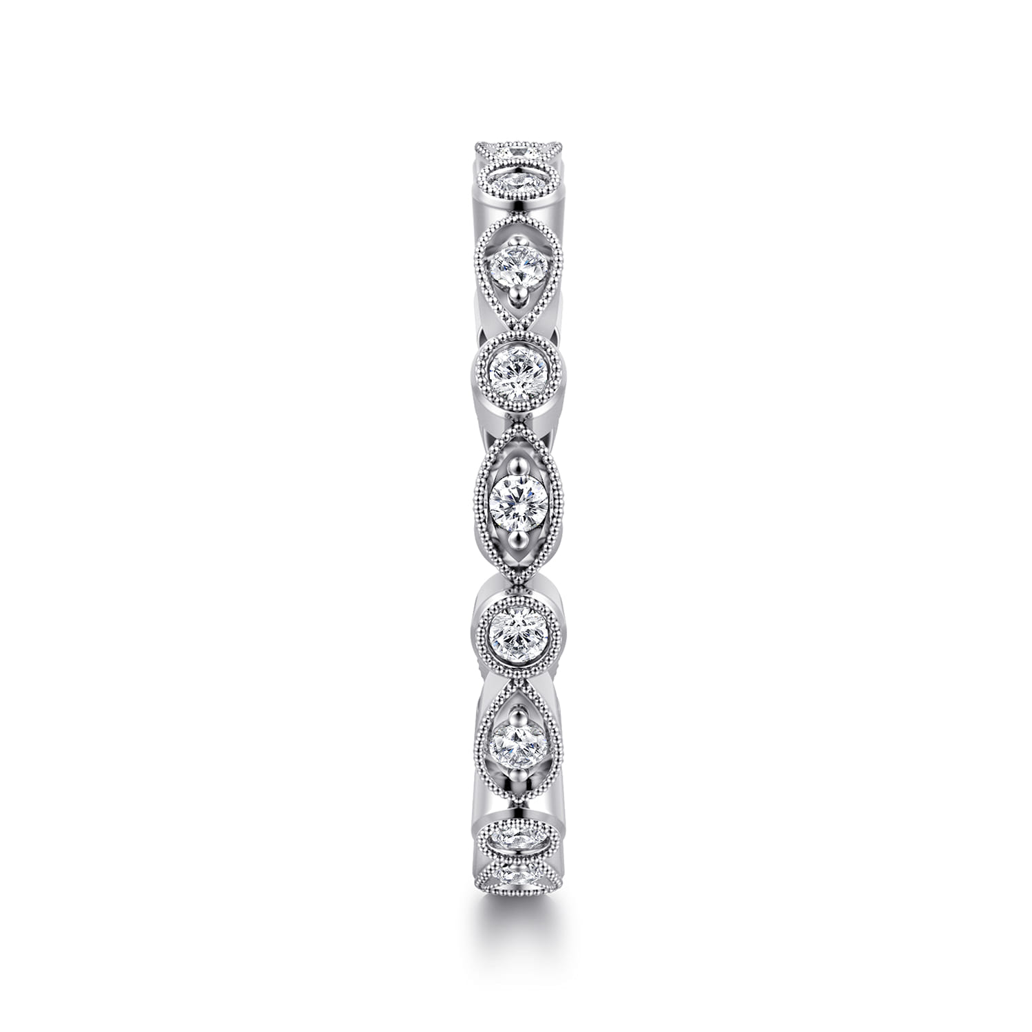 Eternity Band Wedding Ring in 14k White Gold with Round Natural Diamond at Gabriel & Co. - Shot 4