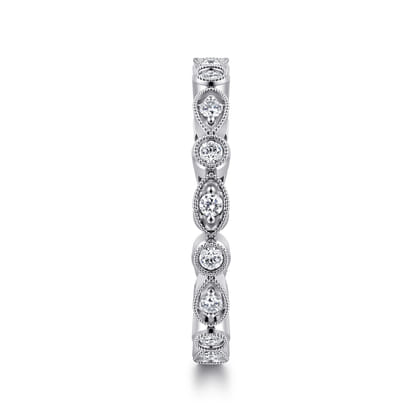 Toronto - Vintage Inspired 14K White Gold Marquise and Round Station Diamond Eternity Band