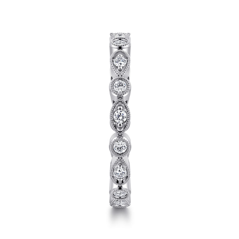 Eternity Band Wedding Ring in 14k White Gold with Round Natural Diamond at Gabriel & Co. - Shot 4