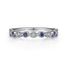 Straight Wedding Ring in 14k White Gold with Round Sapphire at Gabriel & Co.