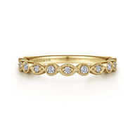 Toronto - Vintage Inspired 14K Yellow Gold Marquise and Round Station Diamond Anniversary Band