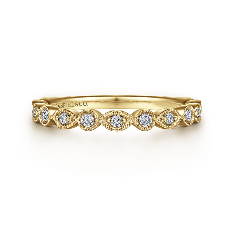Fancy Wedding Ring in 14k Yellow Gold with Round Natural Diamond at Gabriel & Co. - Shot 1