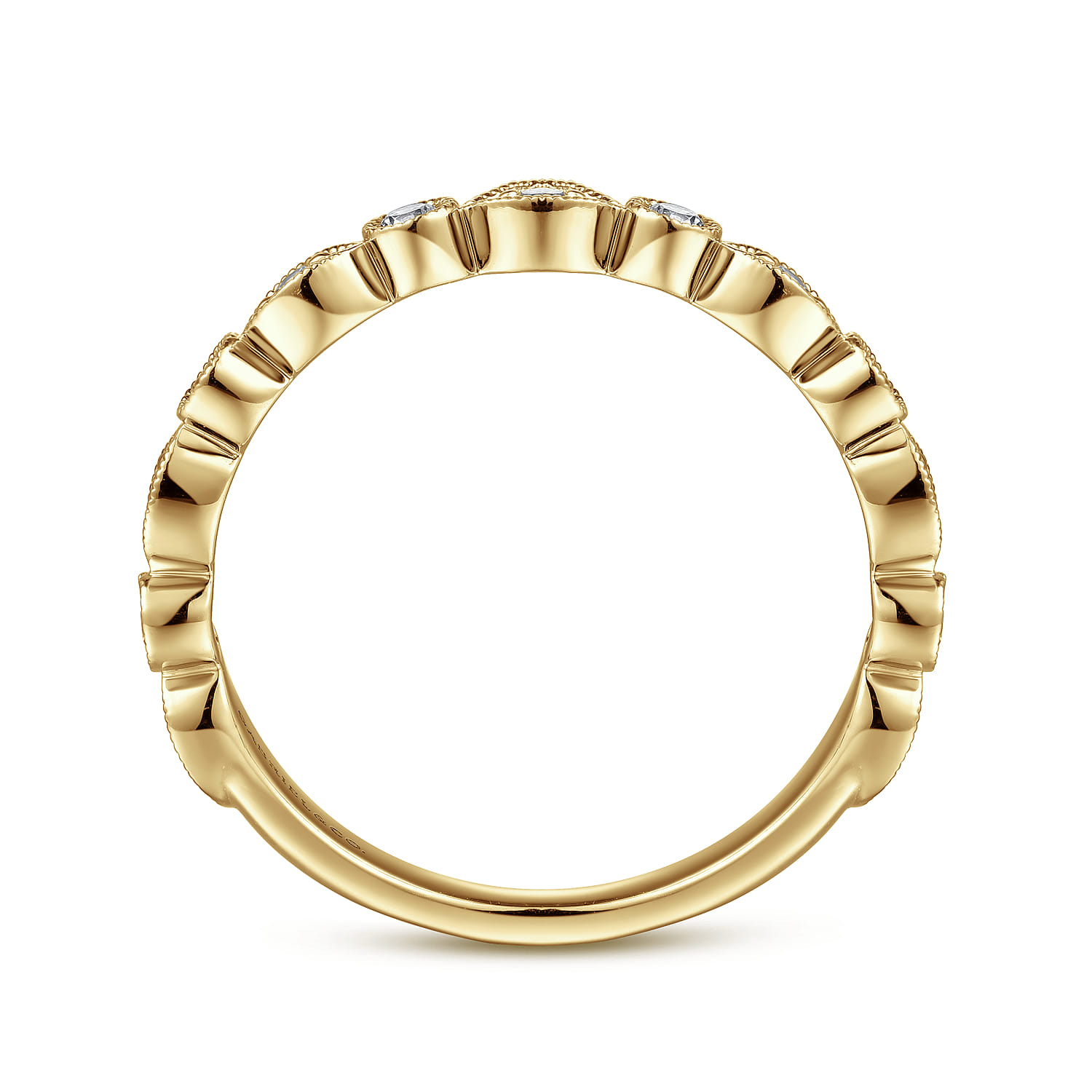 Fancy Wedding Ring in 14k Yellow Gold with Round Natural Diamond at Gabriel & Co. - Shot 2