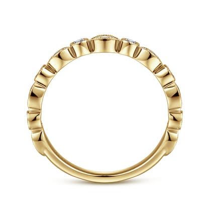 Toronto - Vintage Inspired 14K Yellow Gold Marquise and Round Station Diamond Anniversary Band