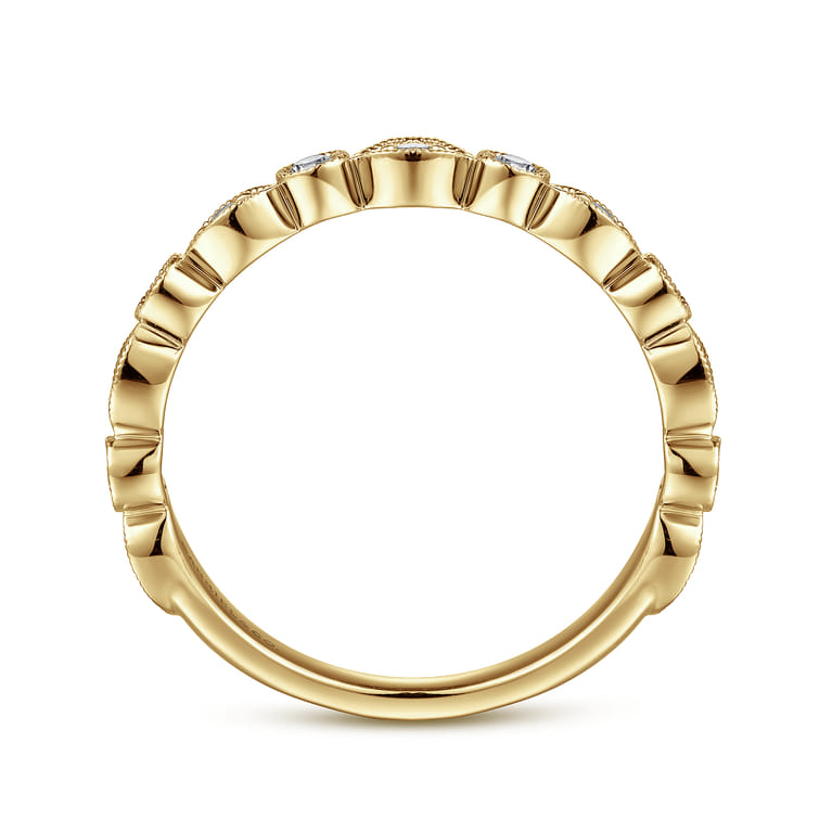 Fancy Wedding Ring in 14k Yellow Gold with Round Natural Diamond at Gabriel & Co. - Shot 2