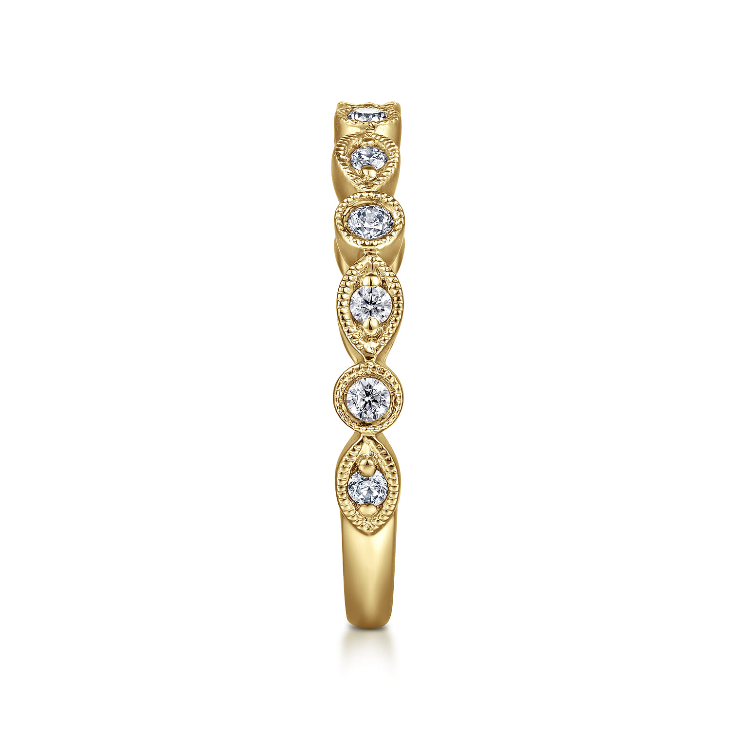 Fancy Wedding Ring in 14k Yellow Gold with Round Natural Diamond at Gabriel & Co. - Shot 4