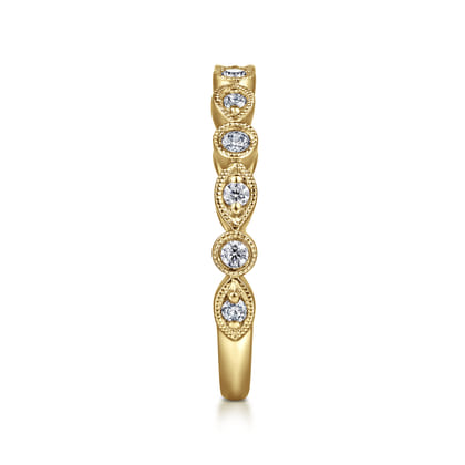 Toronto - Vintage Inspired 14K Yellow Gold Marquise and Round Station Diamond Anniversary Band
