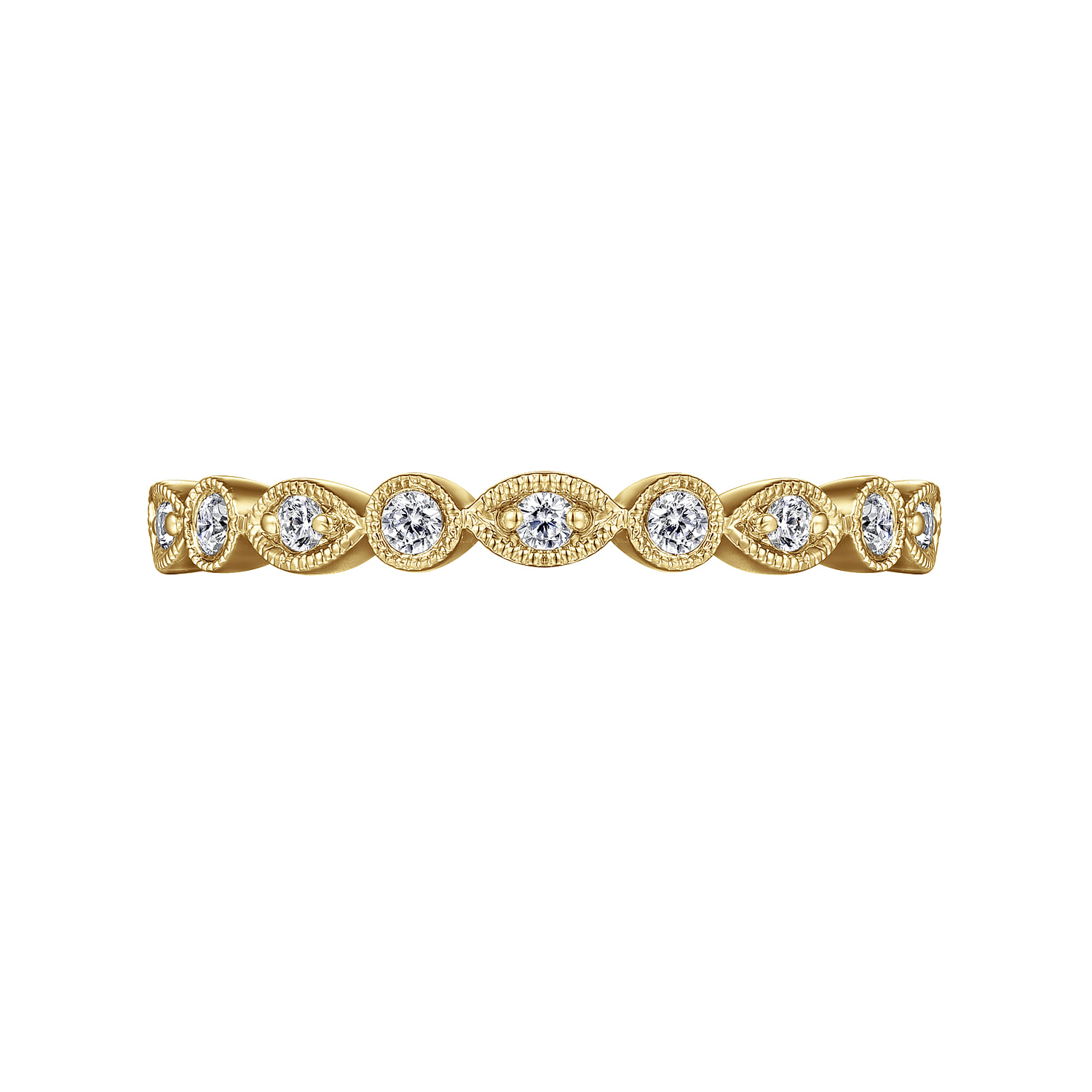 Fancy Wedding Ring in 14k Yellow Gold with Round Natural Diamond at Gabriel & Co. - Shot 6