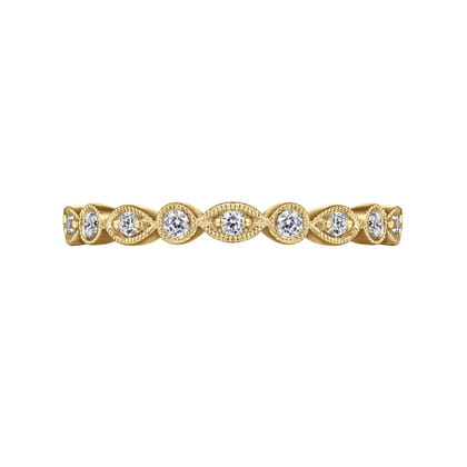 Toronto - Vintage Inspired 14K Yellow Gold Marquise and Round Station Diamond Anniversary Band