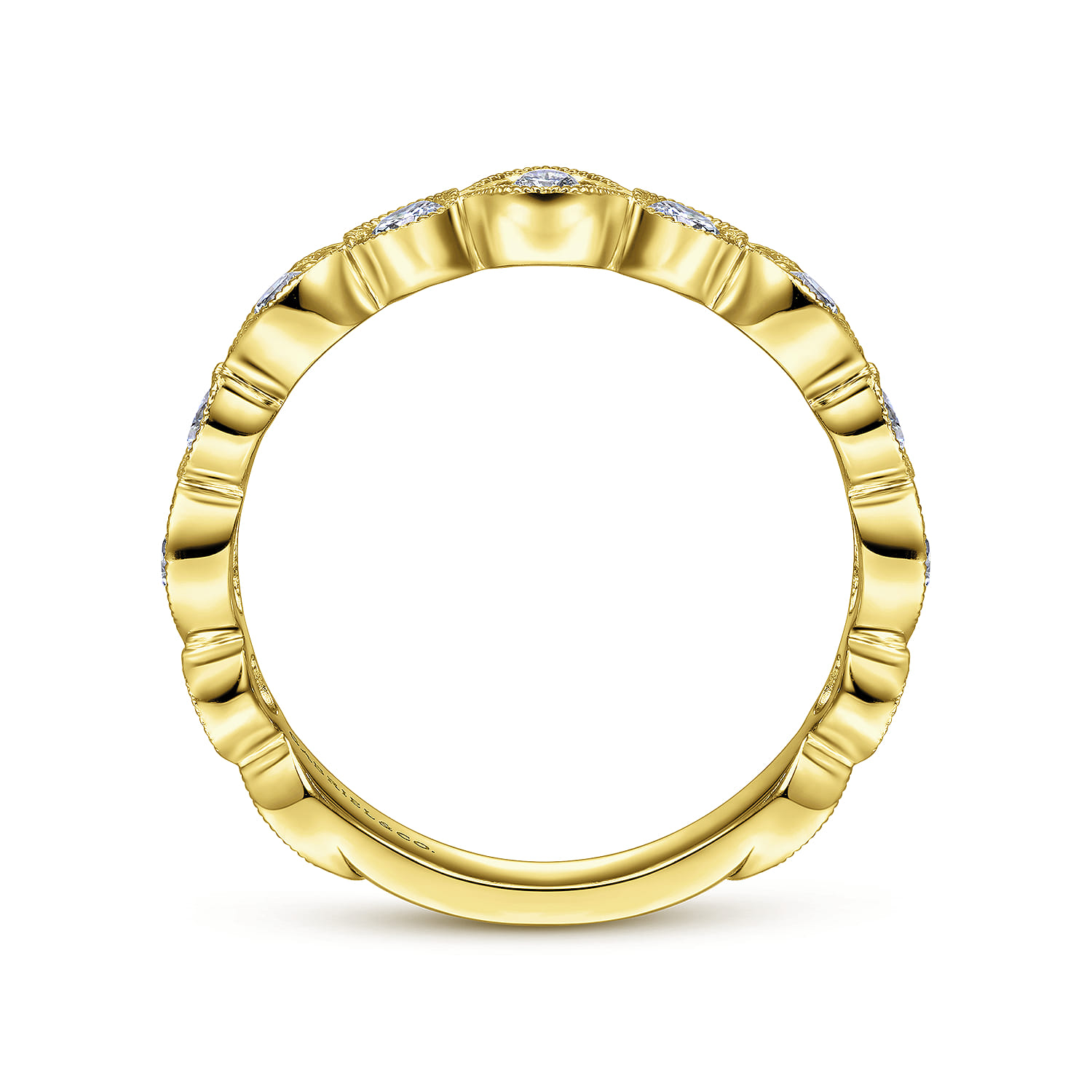 Fancy Wedding Ring in 14k Yellow Gold with Round Natural Diamond at Gabriel & Co. - Shot 2