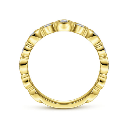 Toronto - Vintage Inspired 14K Yellow Gold Marquise and Round Station Diamond Anniversary Band