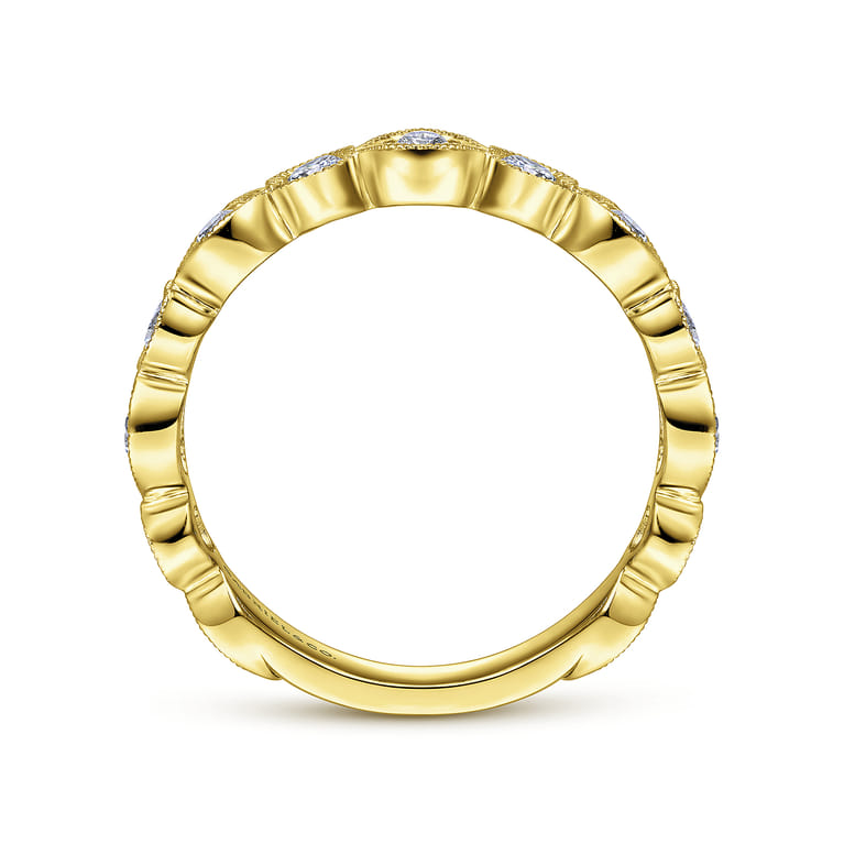 Fancy Wedding Ring in 14k Yellow Gold with Round Natural Diamond at Gabriel & Co. - Shot 2
