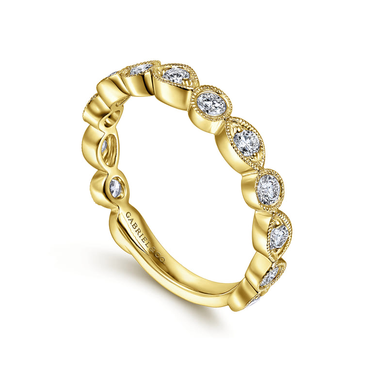 Fancy Wedding Ring in 14k Yellow Gold with Round Natural Diamond at Gabriel & Co. - Shot 3