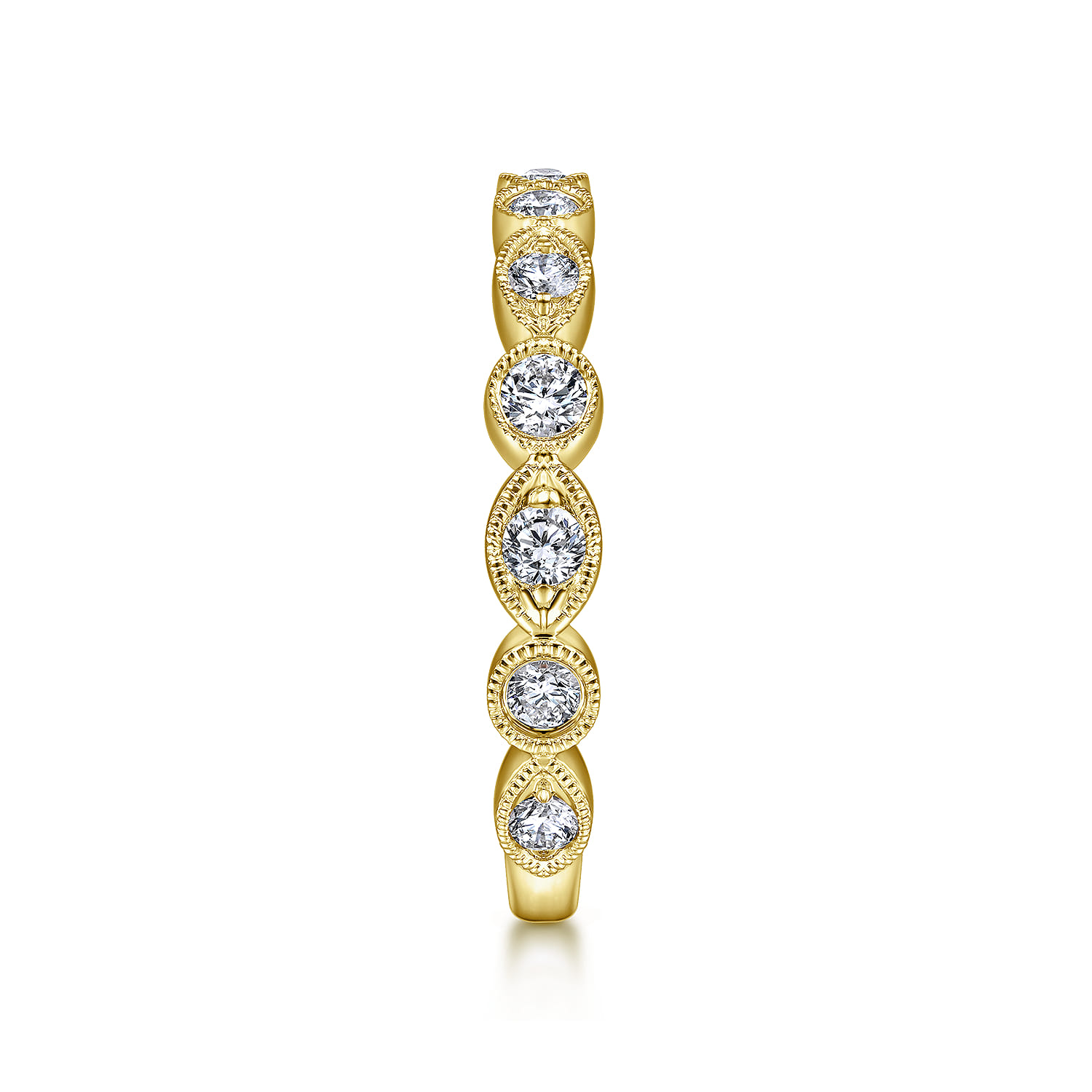 Fancy Wedding Ring in 14k Yellow Gold with Round Natural Diamond at Gabriel & Co. - Shot 4