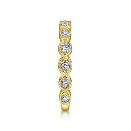 Toronto - Vintage Inspired 14K Yellow Gold Marquise and Round Station Diamond Anniversary Band