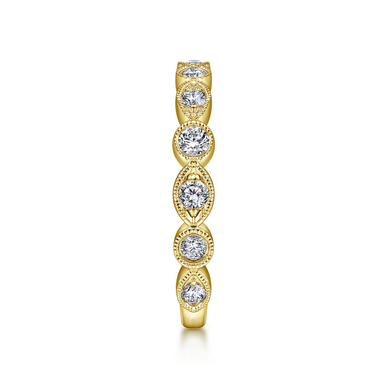 Fancy Wedding Ring in 14k Yellow Gold with Round Natural Diamond at Gabriel & Co. - Shot 4